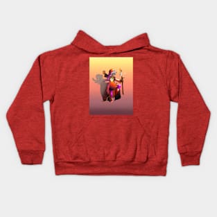 Cat sorcerer with a fire staff Kids Hoodie